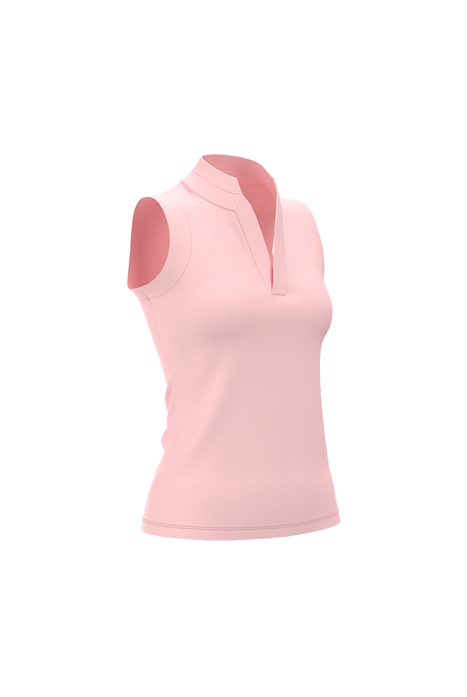 Pink sleeveless top on a white background