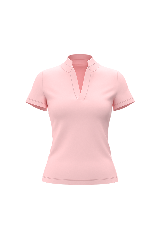 Pink short-sleeve top on a white background