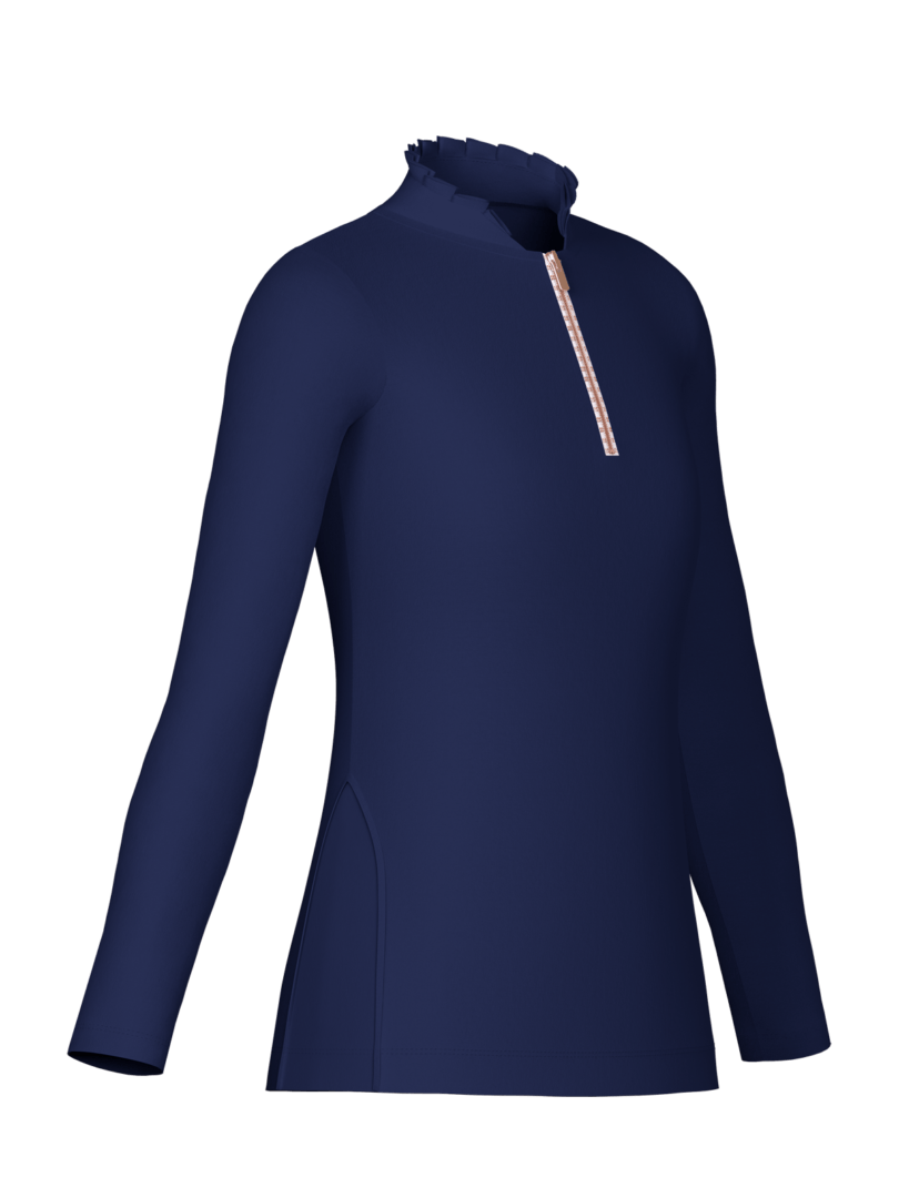 Long Sleeve Ruffle Collar Golf Shirt