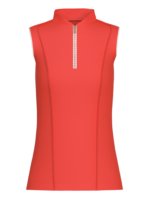 Stylish sleeveless golf shirt in red