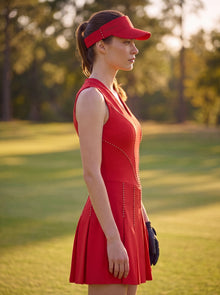 Tarzi Signature Dress with Custom Chains - Cardinal Red