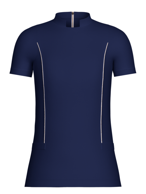 Blue Stand Collar Short Sleeve Golf Shirt