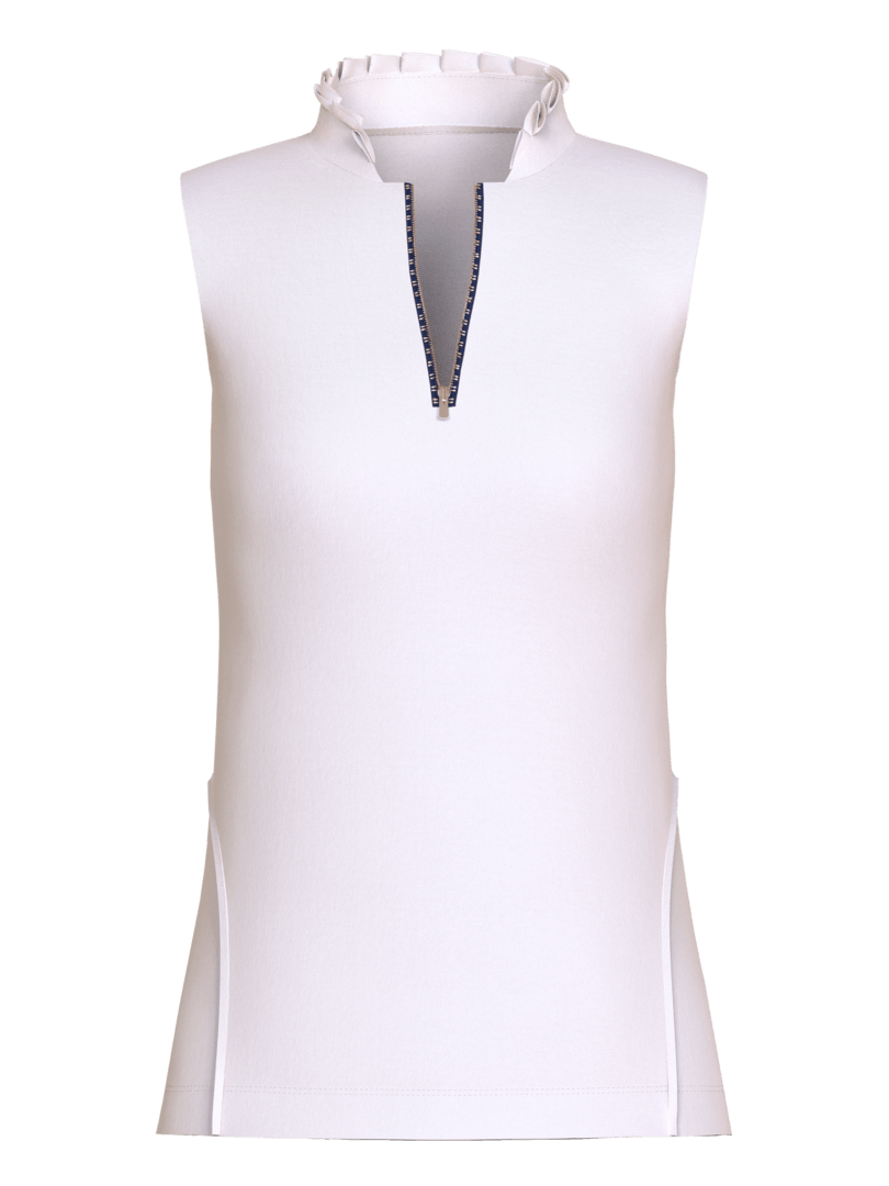 Ruffle Collar Sleeveless Golf Shirt I Women's Golf Clothes I TARZI SPORT