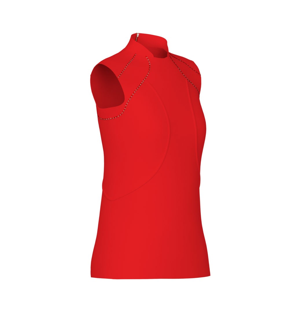 women's red sleeveless golf shirt