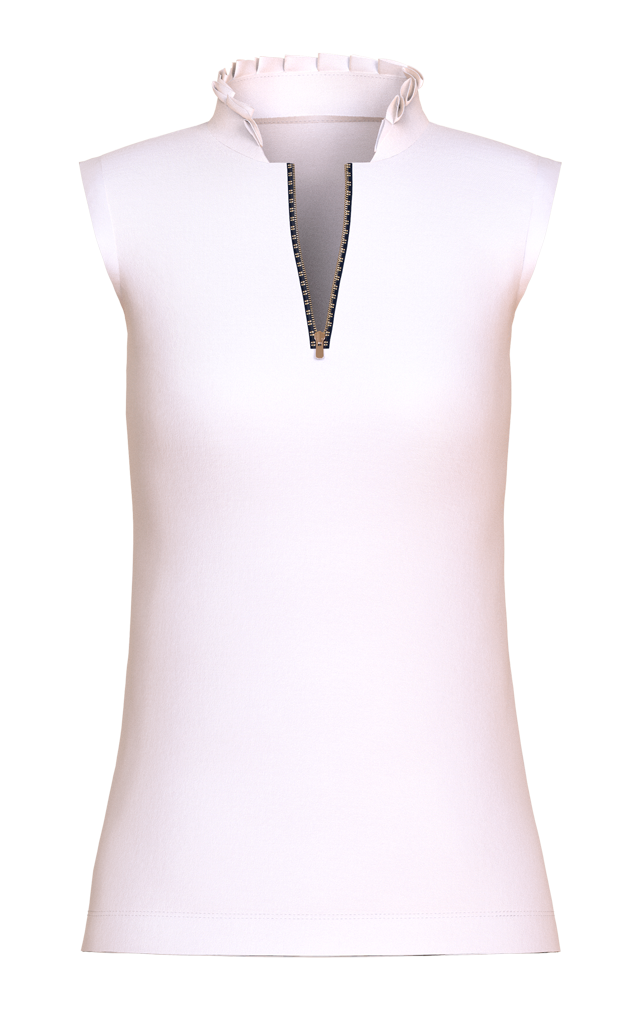 Ruffle Collar Sleeveless Golf Shirt